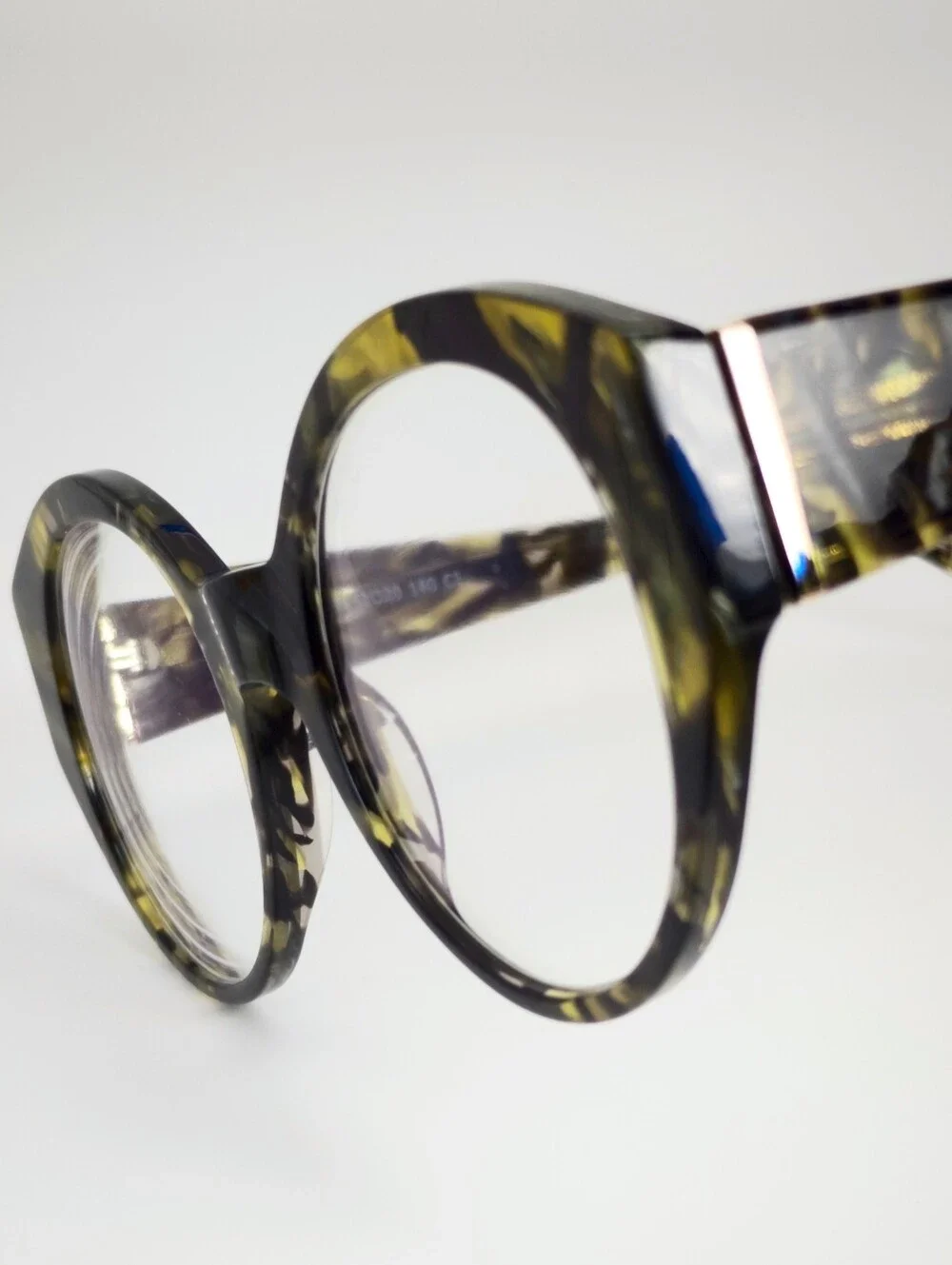 Dara. Round Tortoiseshell Fashion Eyeglasses - Yellow Brown